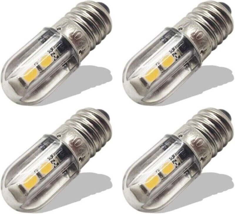 5er-Pack E10 LED-Lampen, 220–230 V Wechselstrom, energiesparende LED-Anzeigeleuchte, 8-mm-Schraubsockel, 3030 4SMD-Chips...