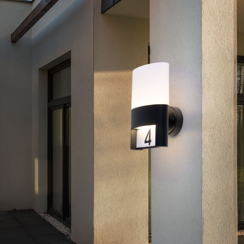 Wofi - Wandleuchte Außen Wandlampe Hausnummer Außenleuchte IP54, Hauswandlampe Terrasse Garten, Metall schwarz, Aufklebe...