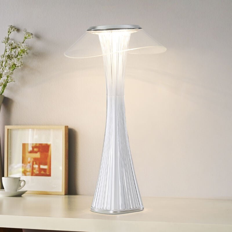 Led Tischlampe Touch Dimmbar 3000-6500K Weiß/Gold Nachttischlampe mit Akku Innen und Aussen Beleuchtung Tagbare Tischleu...