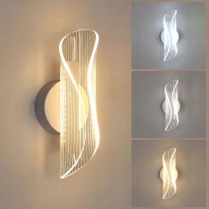 Thumbnail - Wandleuchte für den Innenbereich, 12 w, moderne LED-Wandlampe, 3 Farbtemperaturen 3000 K/4500 K/6500 k, weiße Acryl-Wand...