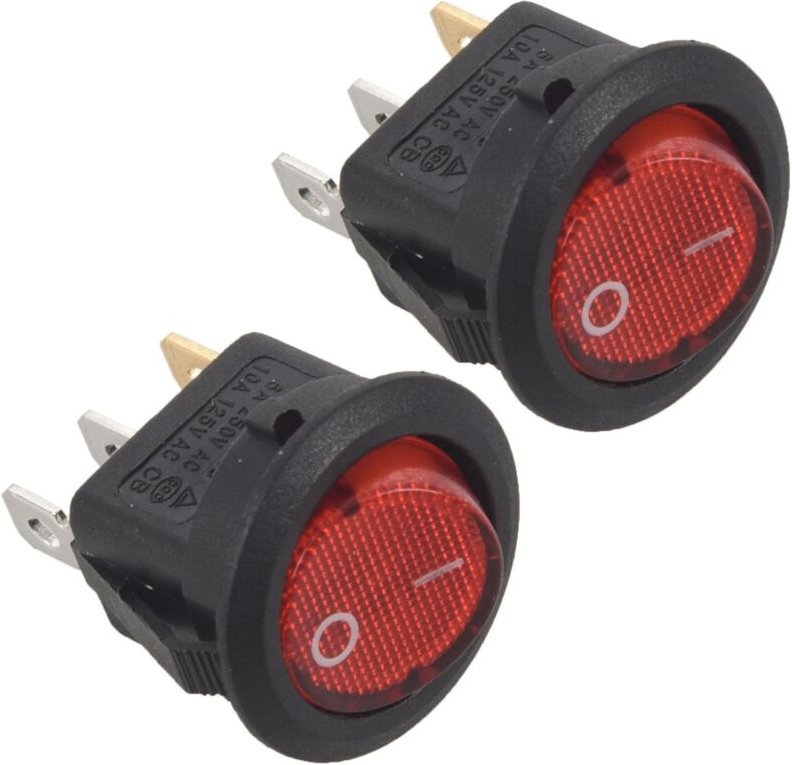 2X Kippschalter Zweipolig Ein AUS Rot 3 Pin 20mm