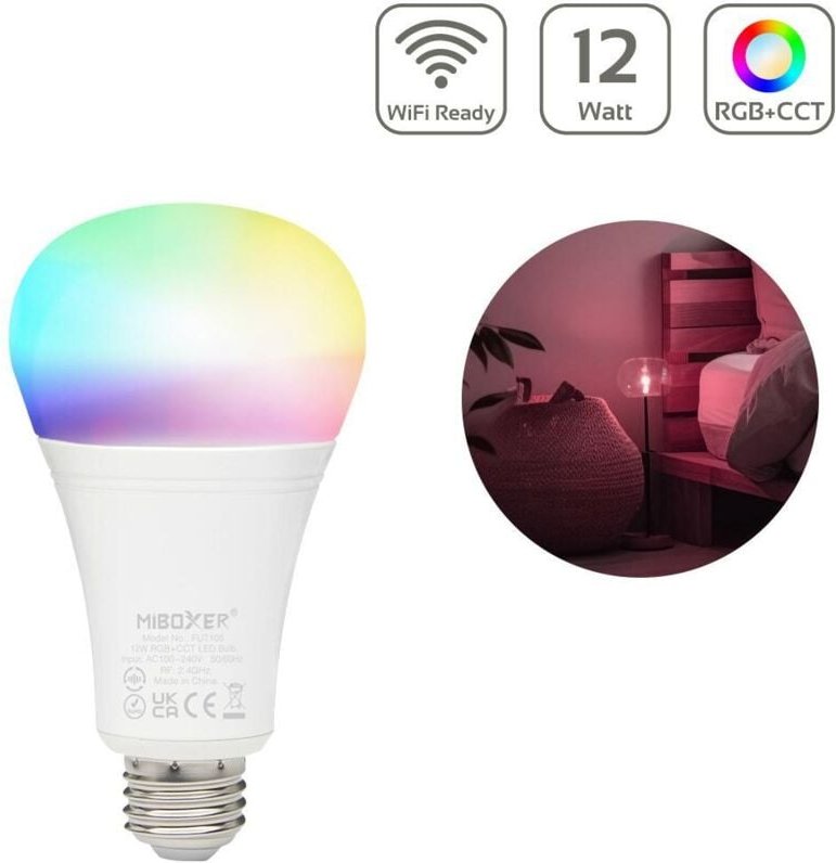 MiBoxer RGB+CCT Lampe 12W E27 2.4GHz WiFi ready FUT105