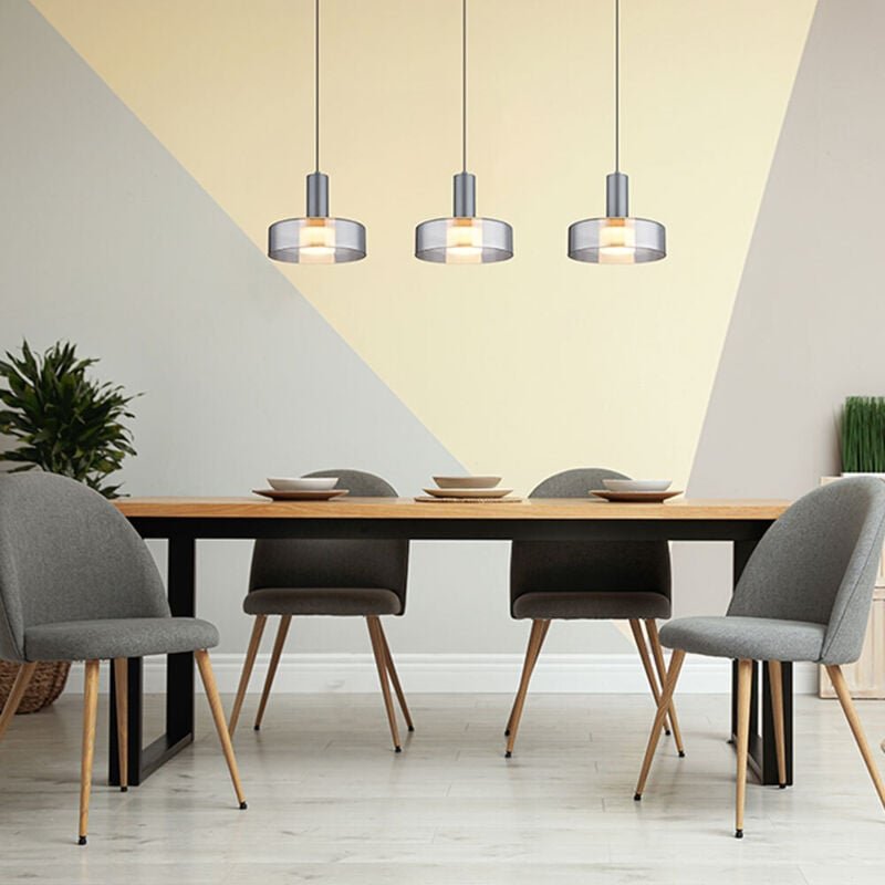 Pendelleuchte Hängelampe Deckenleuchte led Esszimmerleuchte Glas Rauchfarbe 90cm