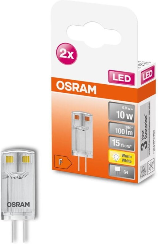 Led Stift 0,9W G4 100lm12V 2.700K klar 2er Box