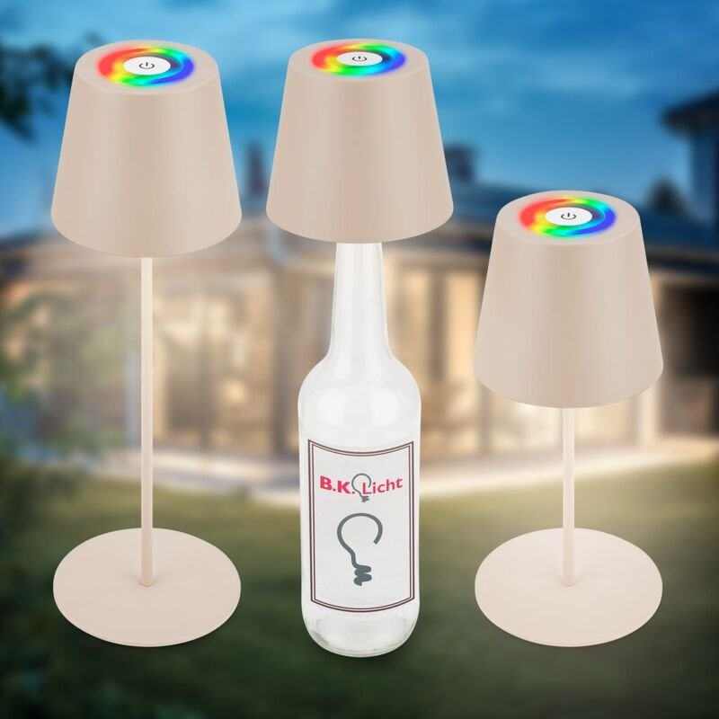 Thumbnail - B.k.licht - Tischlampe - 2,5W, 200lm, akku, led, dimmbar, Flaschenaufsatz, rgbw, beige