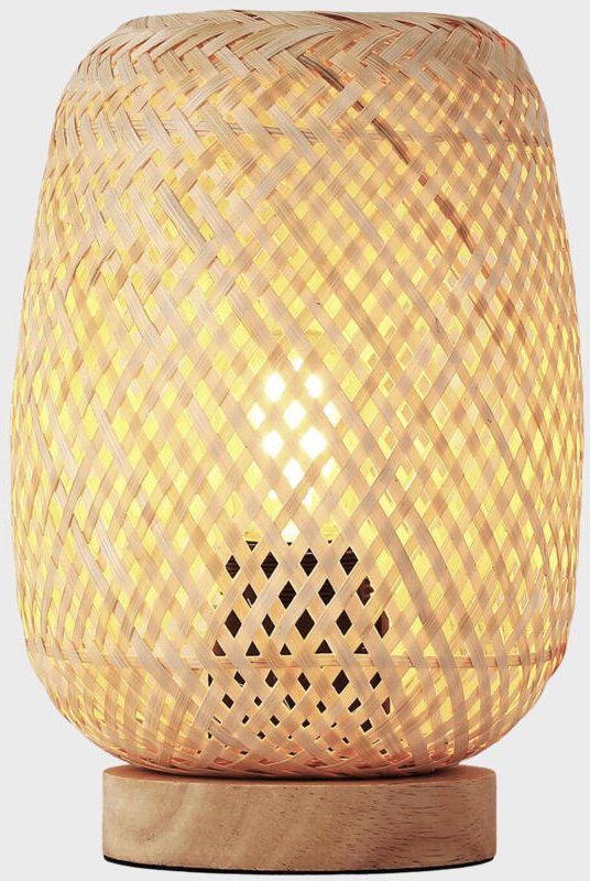 Barcelona Led - Tischleuchte "Ruka" aus Korb und Holz - E27