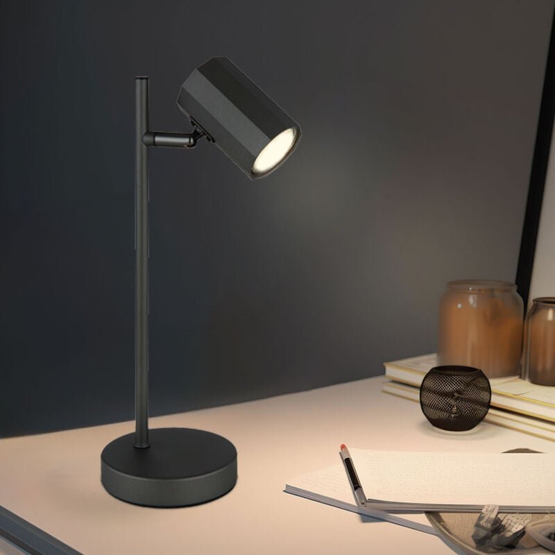 Tischlampe Tischleuchte Schreibtischlampe Leselampe grau Spot beweglich, Metall Aluminium, 1x GU10 Fassung, LxBxH 16,5x1...