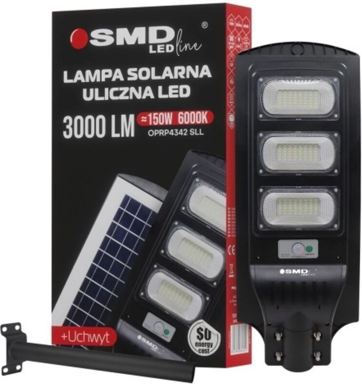 LED-Solar-Straßenlaterne 150W 12.6AH 6000K 3000LM + Halterung - E+29-4342SLL