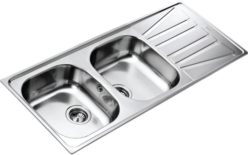 Teka Basico Spülbecken mit 2 Becken und 1 Abtropffläche aus Edelstahl mit mikrostrukturierter Oberfläche