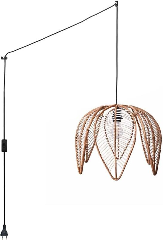 Barcelona Led - Pendelleuchte aus Rattan "Bintan" mit Schalter und Stecker