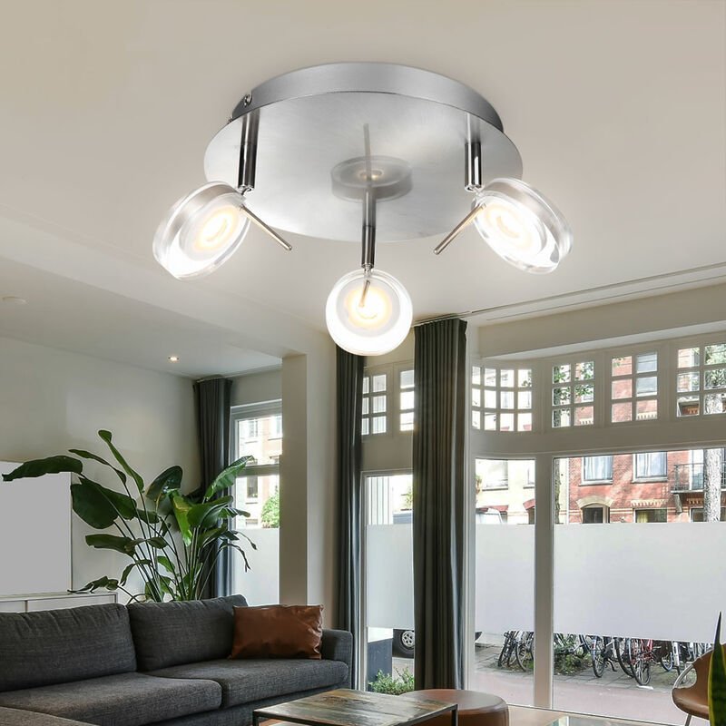 Globo - Spotrondell drei Strahler Deckenleuchte schwenkbar Wohnzimmerleuchte Modern, 3x led 5W 375Lm warmweiß, DxH 25x16...
