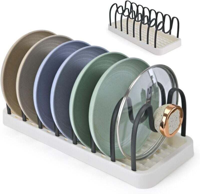 Organisateur de tiroir pour casseroles et poêles, support réglable pour couvercles de casseroles, organisateur universel...