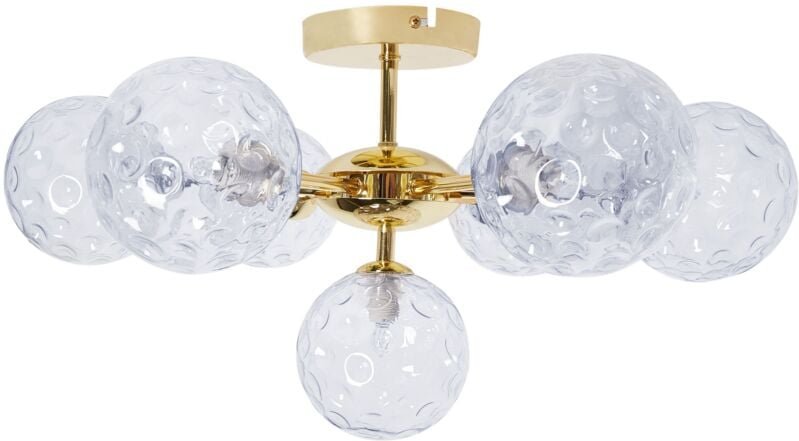 Thumbnail - Beliani - Deckenleuchte Blau u. Gold aus Glas Rund 7 Kugel Schirme 7-Flammig Glamourös Eleganter Stil Modernes Design fü...
