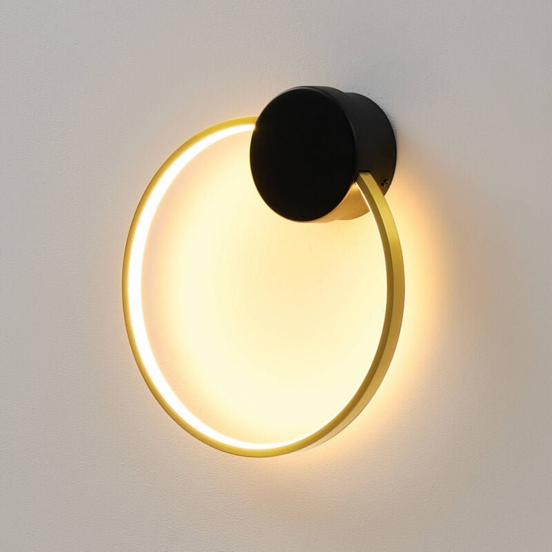 Runde schwarze und messingfarbene Wandleuchte 30 cm - Alisa