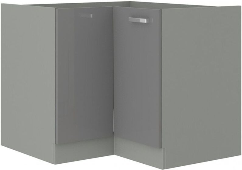 Küchen Preisbombe - Eckunterschrank 90x90 Hochglanz Grau Küchenzeile Küchenblock Küche Grey Bianca