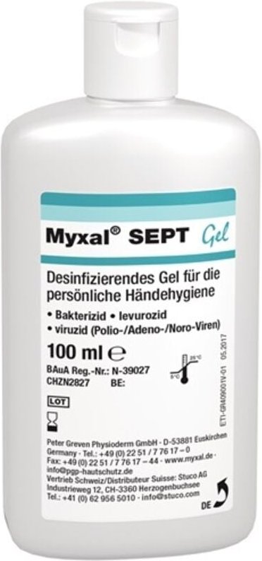 Händedesinfektionsmittel Myxal sept Gel 100ml Flasche