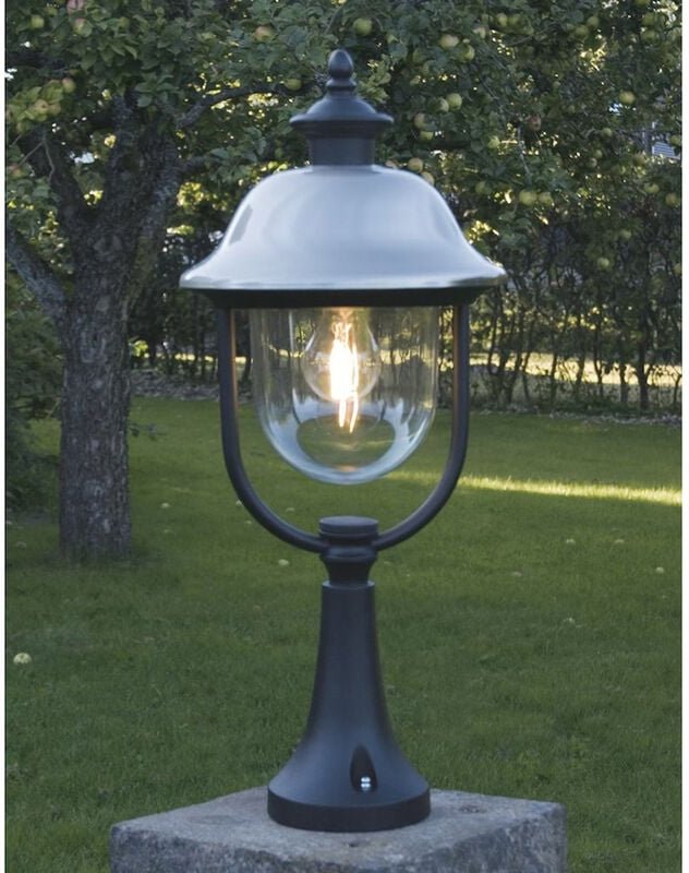 Konstsmide - led Sockelleuchte Laterne außen im Landhausstil, Schwarz-Silber, Höhe 54cm