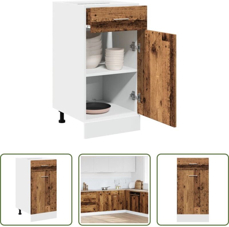 vidaXL Stauraum - Schubunterschrank Lyon Altholz-Optik 40x46x81,5 cm Holzwerkstoff
