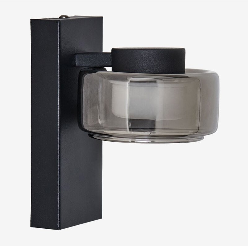 Sklum - LED-Außenwandleuchte aus Metall und Glas Valideri Schwarz