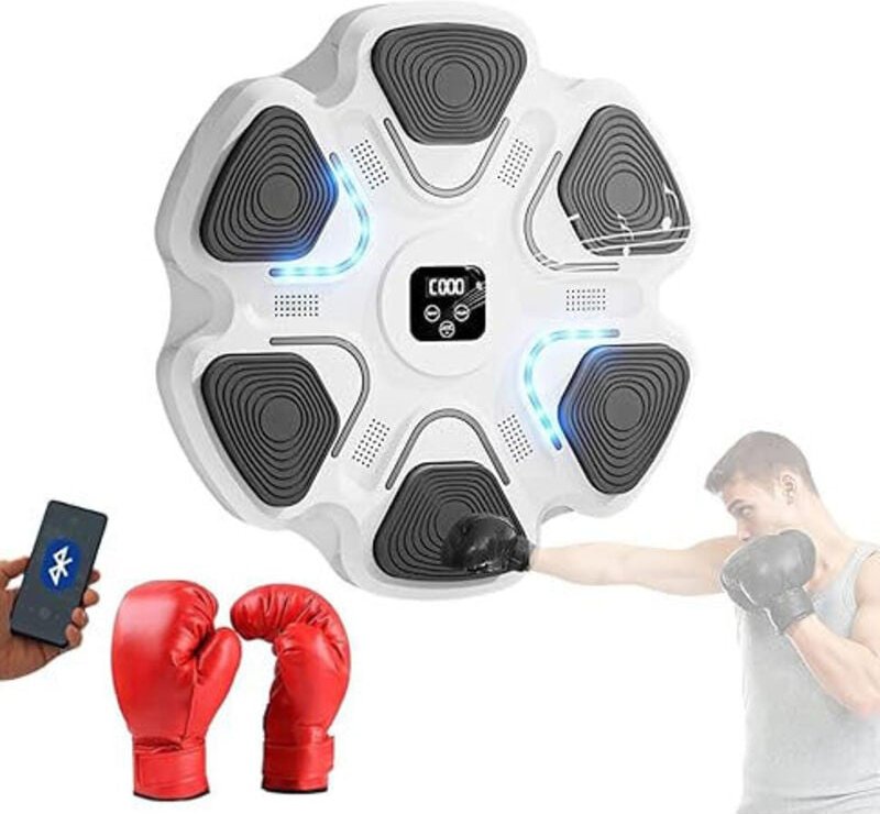 Boxmaschine Music Boxing Machine, Elektronische Musik Boxmaschine, PU-Wandbox-Trainingsgerät, LED-Boxpad mit Boxhandschu...