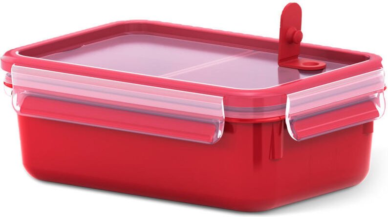 Emsa Clip & Micro Mikrowellendose, Gefrierdose, Dose, Frischhalte Box, Clipbox, Kunststoff, Rot, 1 L, 517774
