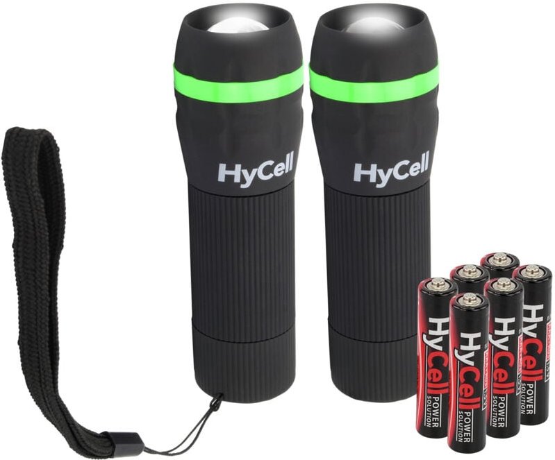 Hycell - Mini led Taschenlampe zoombar & fokussierbar inkl. aaa Batterien (2Stück)
