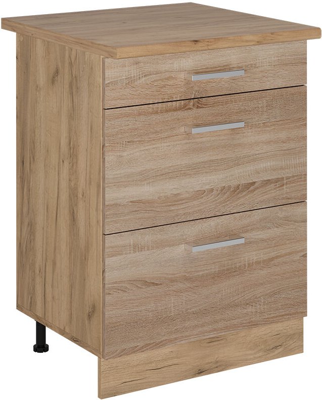 Vicco - Küchenunterschrank R-Line, Sonoma, 60 cm mit Schubladen, ap Eiche