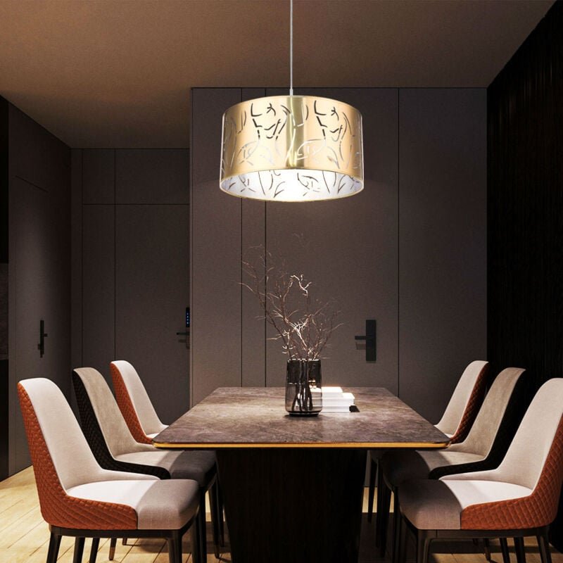 Hänge Leuchte gold Decken Pendel Lampe Wohn Zimmer Beleuchtung Stanzungen Muster Globo 15359H