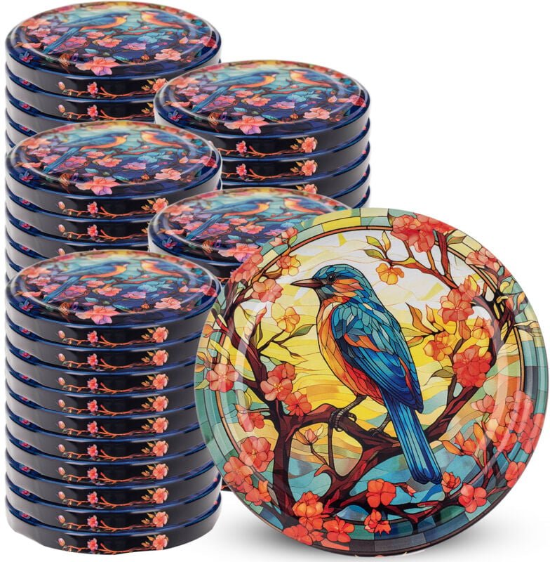 Deckel fi82 Packung mit 50 Stück Vögel Buntglas TO-82 - Kadax