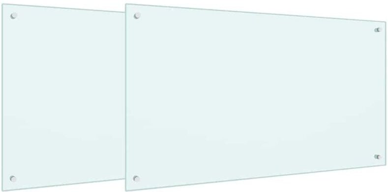 Küchenrückwand 2 pcs Weiß 100 x 60 cm Gehärtetes Glas vidaXL