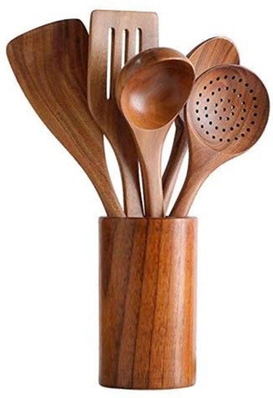 6-teiliges Küchenhelfer-Set aus Akazienholz – langlebige, kratzfeste Spatel für antihaftbeschichtetes Kochgeschirr – umw...