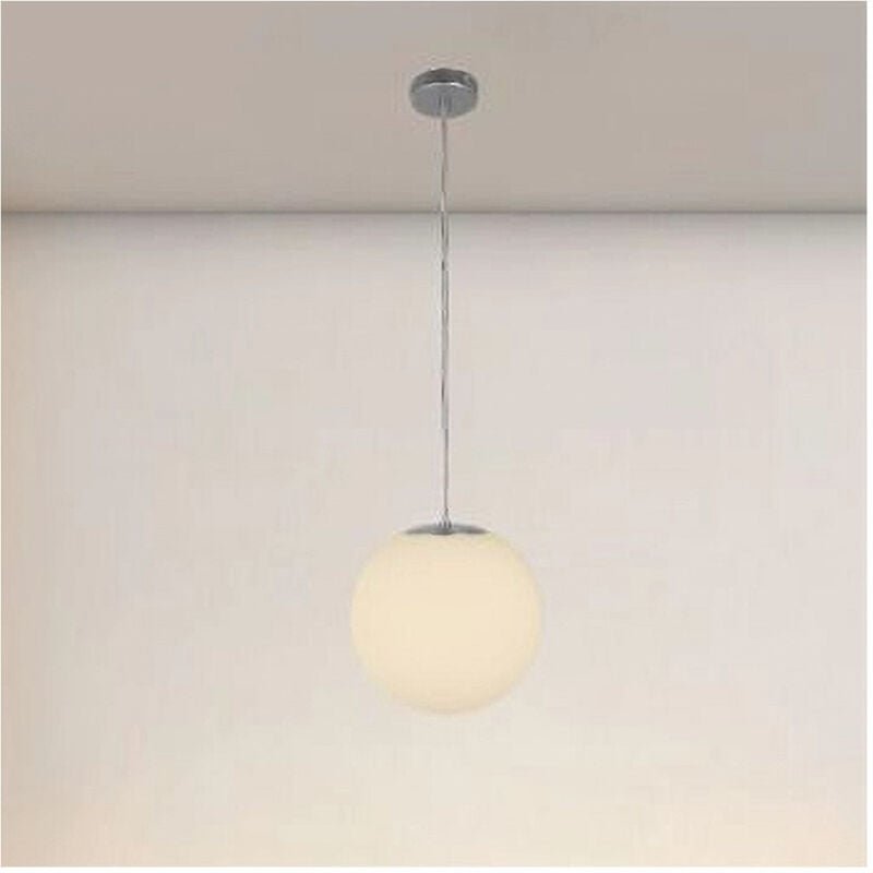 Trade Shop Traesio - Trade Shop - silberne pendelleuchte mit weisser glaskugel E27-ANSCHLUSS minimal 33511 -