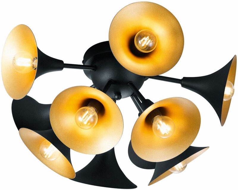 Deckenleuchte Wohnzimmerlampe Deckenleuchte schwarz gold Deckenlampe 10 Flammig E14, Metall, 10x E14 Fassung, DxH 50x26 ...