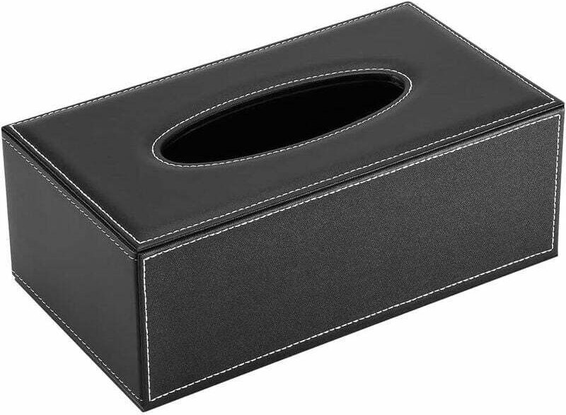 Taschentuchbox aus Leder für Zuhause, Büro und Auto (schwarz)