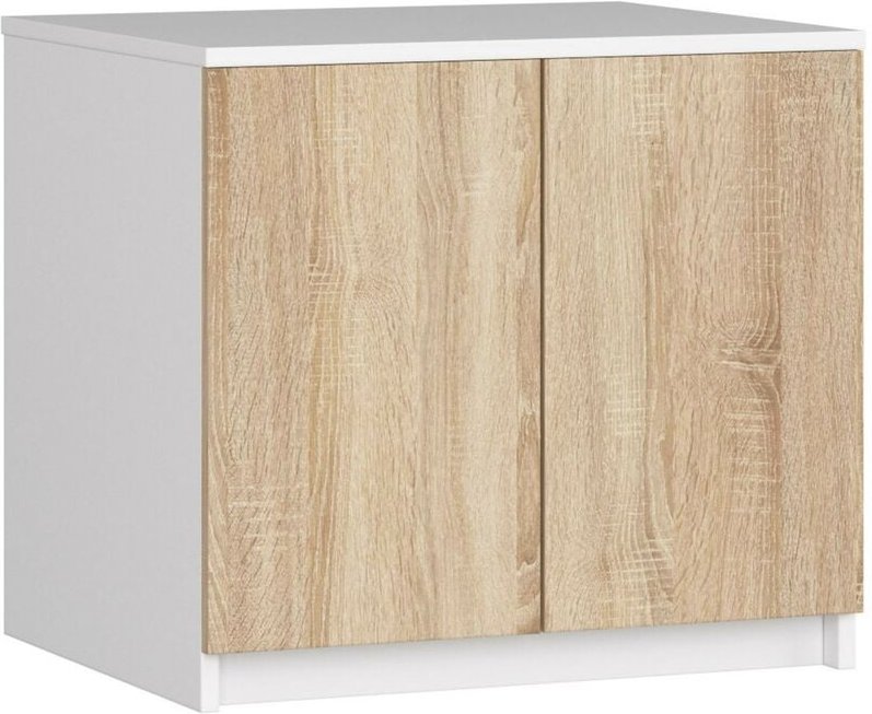Schrankaufsatz für Kleiderschrank Akord S60 Weiß 60 cm 2 Türen 2 Ebenen Front Sonoma-Eiche B60 x H55 x T51 cm