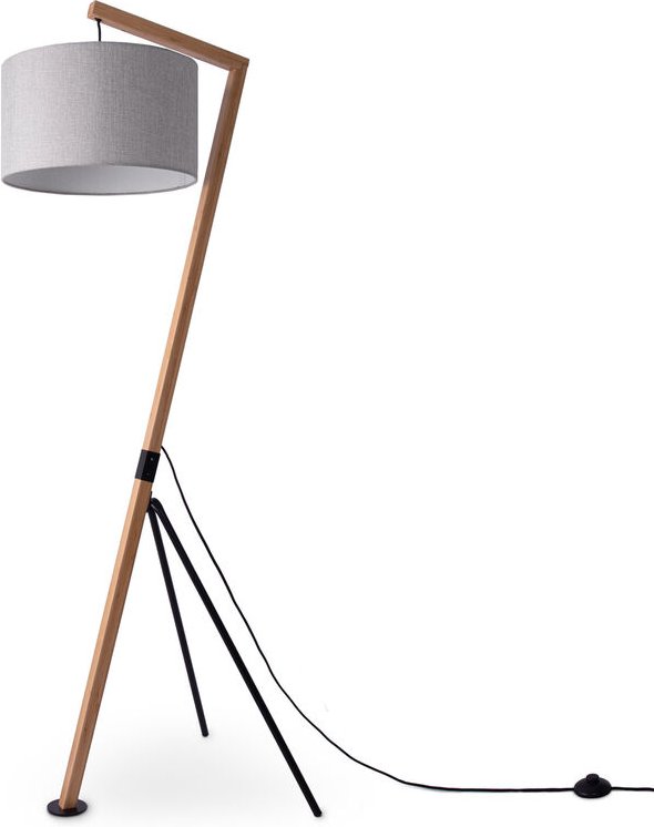 Stehlampe Tischlampe Wohnzimmer Lampenschirm Leselampe Nachttischlampe Galgen Stehleuchte - Bambus, Grau (Ø38cm) - Paco ...