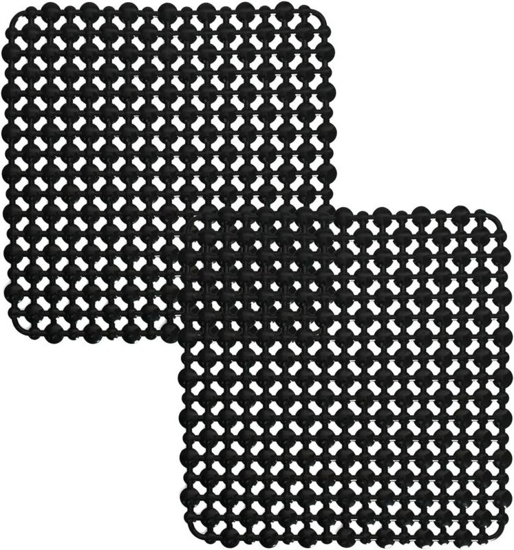 Set mit 2 Spülbeckenschutzkappen 28×28 cm, Saugnäpfe, Wandkleber, schwarz.