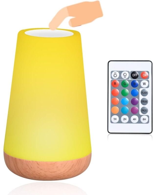 LED-Nachtlicht, wiederaufladbare Nachttischlampe, Tischlampe mit 360°-Touch-Steuerung, 13 Farbwechsel, RGB-dimmbare Lamp...