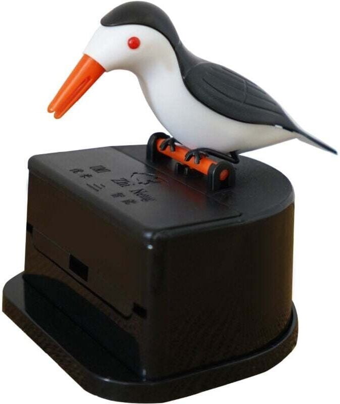 Kreativer, kleiner, vogelförmiger Zahnstocherspender mit Halterung für 100 Zahnstocher (Schwarz)