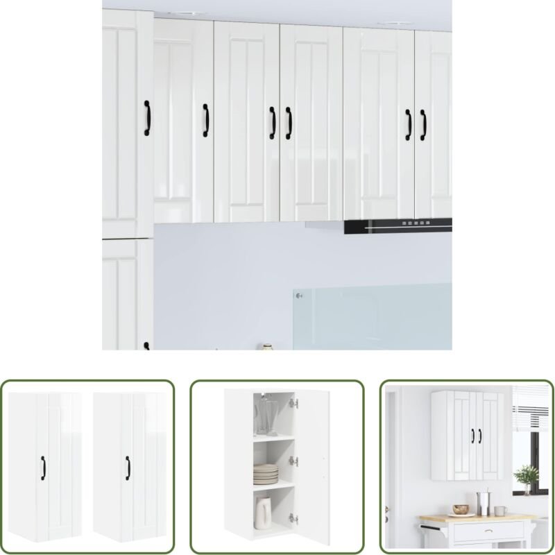 vidaXL Küchenorganisation - Küchenschrank 2 pcs Hochglanz Weiß 30 x 31 x 80 cm