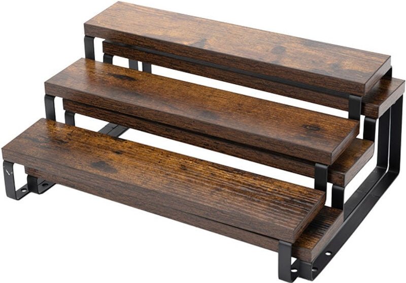 2-teiliges Gewürzregal aus Holz, 3-stöckiger Gewürzhalter, Küchenorganizer, Ablage für Arbeitsplatte, Badezimmer, Büro