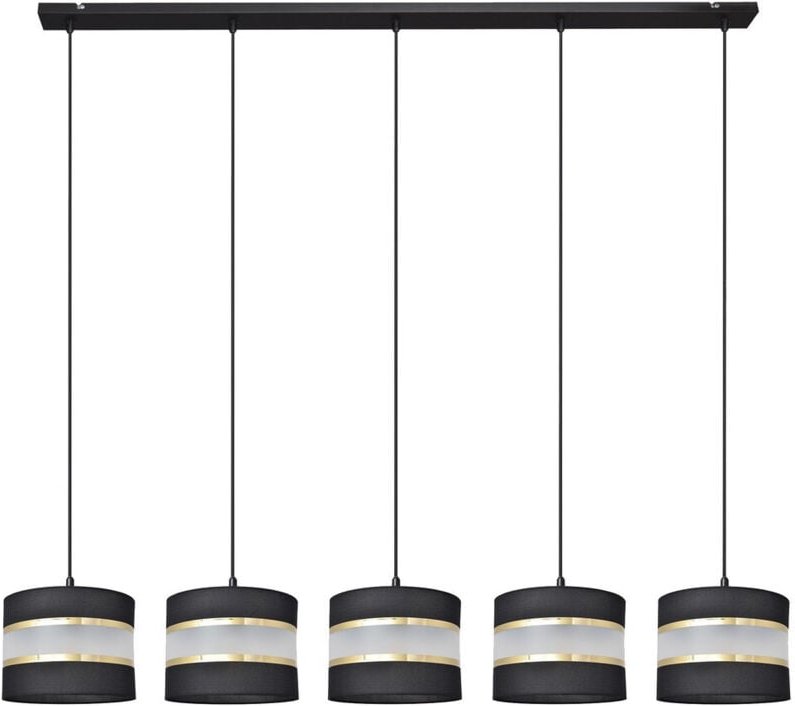 Helam - helen Gerade Stangen-Pendel-Deckenleuchte Schwarz, Gold 115cm