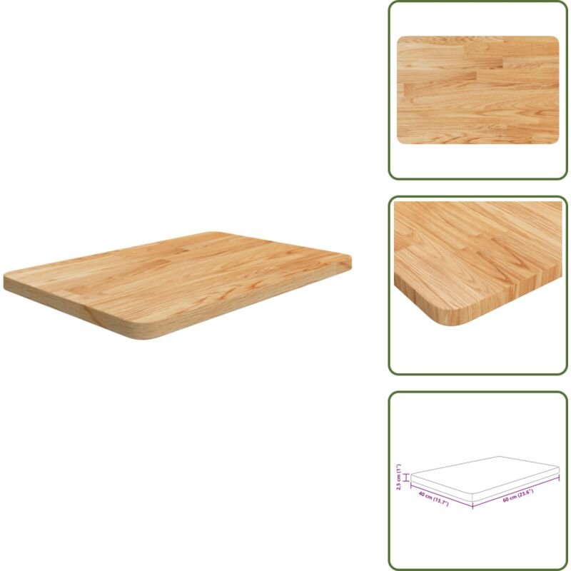 The Living Store Waschtischplatte Hellbraun 60x40x2,5 cm Massivholz Behandelt - Eichenholz