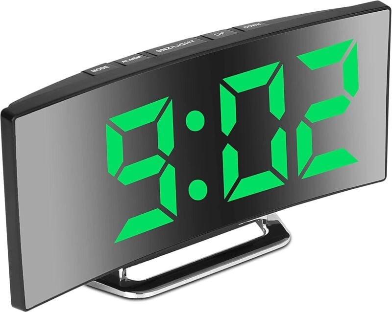 Thumbnail - Gabrielle - Digitaler Wecker fürs Schlafzimmer, 7-Zoll-LED-Spiegelbildschirm, Datum, Nachtlicht, Schlummerfunktion, USB-...