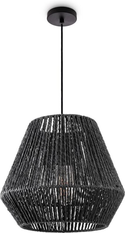 Pendelleuchte Esstisch Hängelampe Esszimmer Lampe E27 Papier Boho Rattan Pendelleuchte - Schwarz, Schwarz (Ø32cm) - Paco...