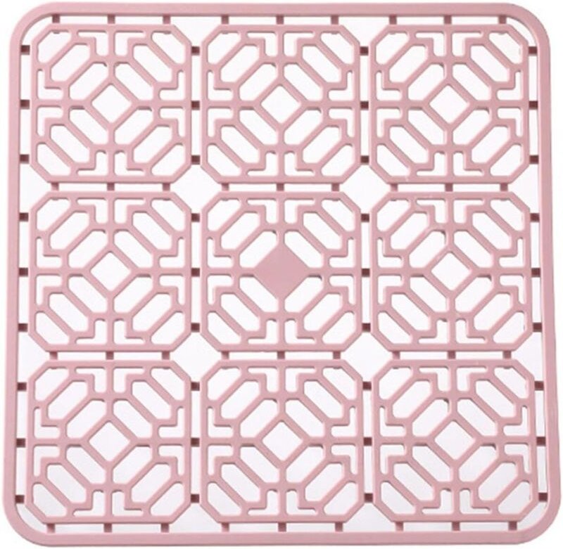 Silikon-Abtropfmatte, Silikon-Spülbeckenmatte, Silikon-Wärmedämmmatte für Küchenarbeitsplatten, rosa