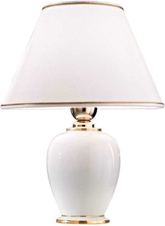 Kolarz GIARDINO - Lifestyle Fabric Tapered Shade Tischleuchte aus poliertem Elfenbein, 1x E27