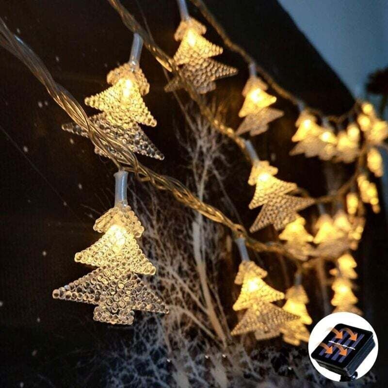 Solar-Lichterkette für den Außenbereich, 7 m, 50 LEDs, wasserdicht, 8 Beleuchtungsmodi, für Gartenbaum, Weihnachten, war...