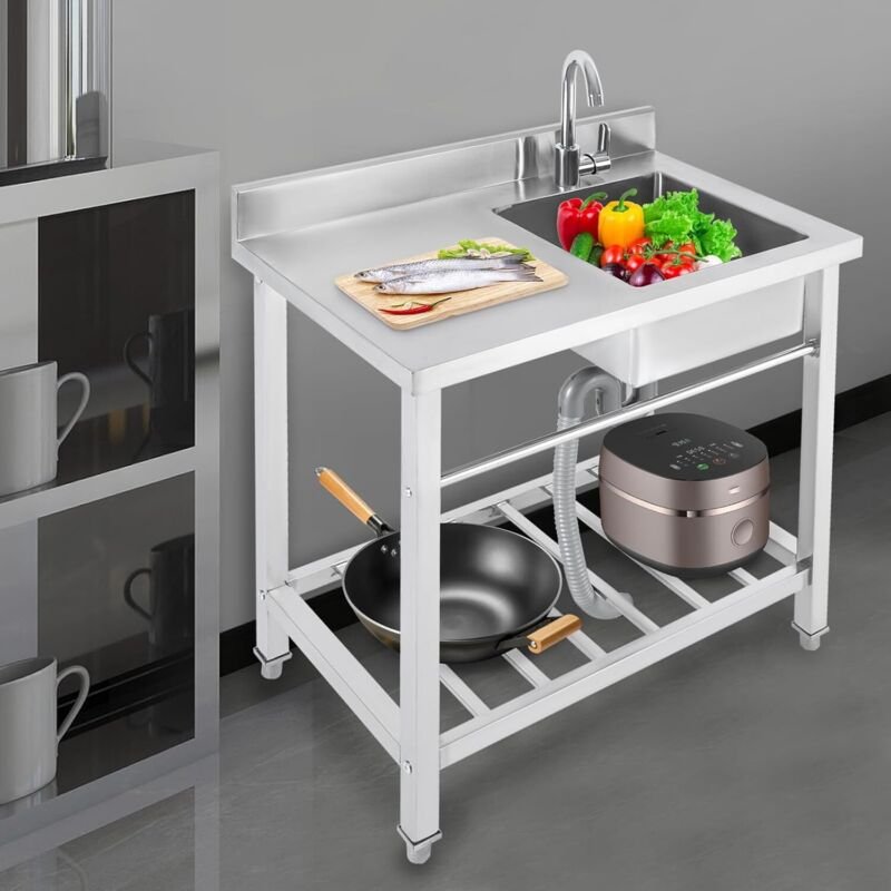 Spüle Edelstahlspüle Freistehendes Edelstahl Einbauspüle Küchenspüle Spülbecken Reinigungsfreundliche Öberfläche (80 55 ...