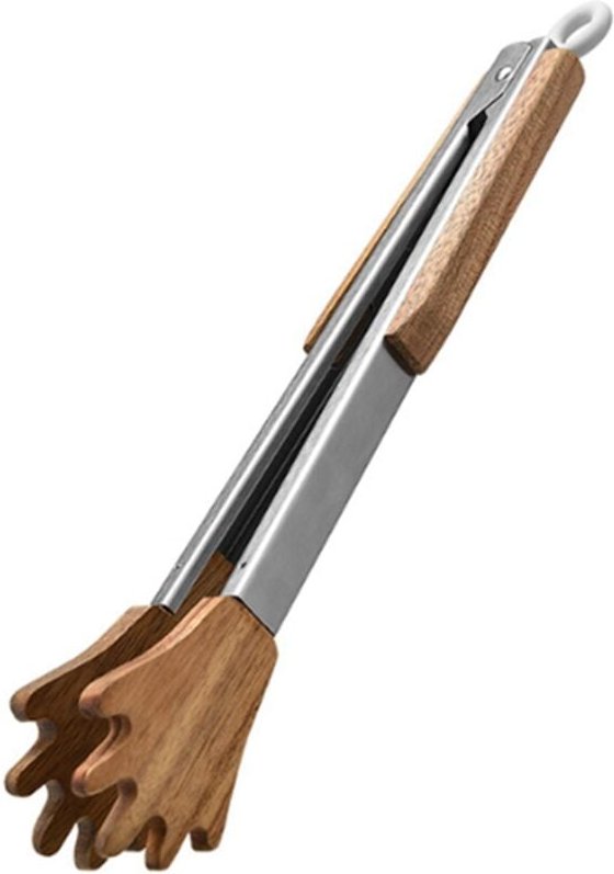 Tlily - Küchenzange aus Holz, Palm Clamp, Kochzange, antihaftbeschichtet, hochtemperaturbeständig, Steakklemme aus Edels...